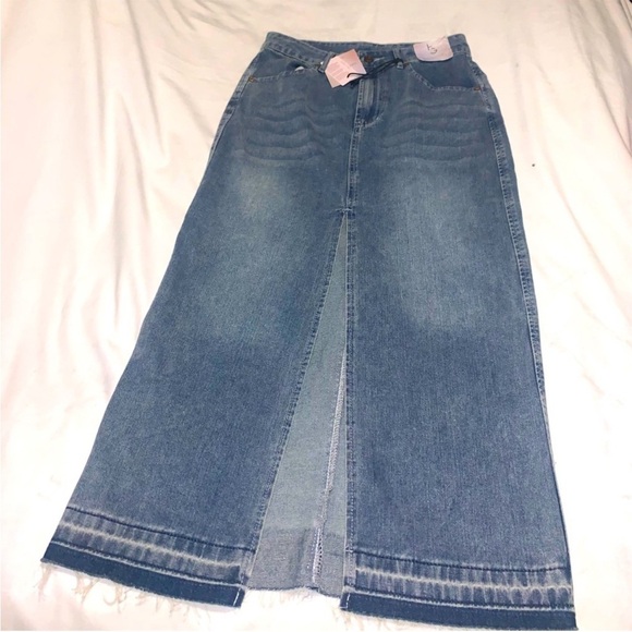 Denim Maxi High Split skirt 1/24 - Picture 1 of 5